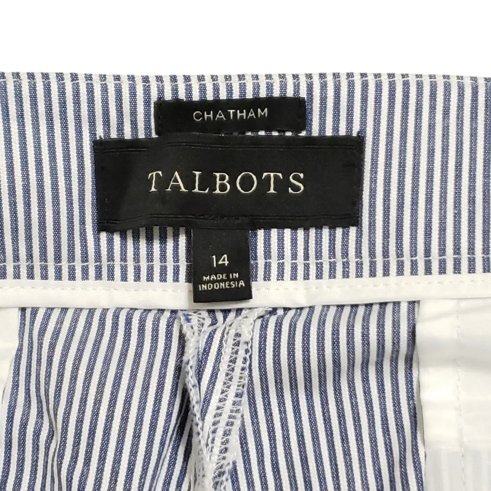 Talbots‎ Chatham Pinstripe Slim Ankle Side Zip Pants Blue/White Womens Sz 14